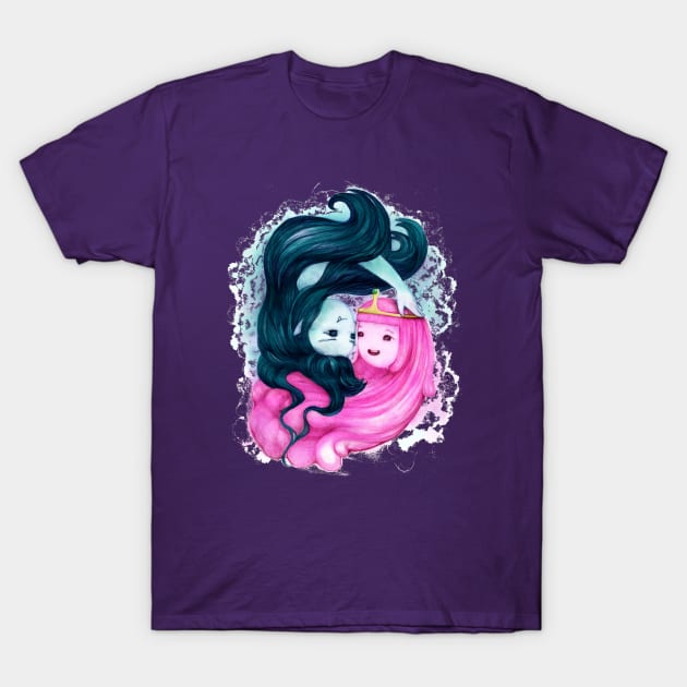 Princess Bubblegum and Marceline the Vampire Queen / Bubbline (Adventure Time fan art) T-Shirt by art official sweetener